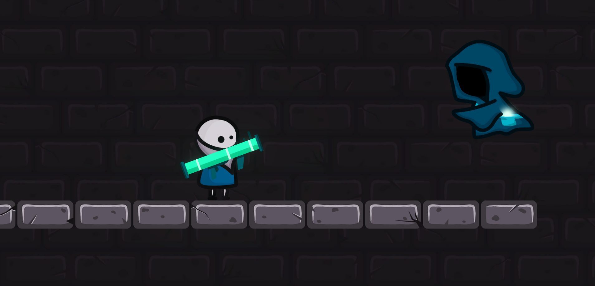Free 2D asset pack — hand-drawn character, enemy, weapon and dungeon tile art